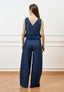 Blusa con laccetti in chambray - BLU