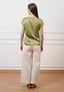 Blusa in raso con profilo lurex - SALVIA