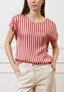 Blusa in raso a righe  - ROSSO/BEIGE