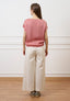 Blusa in raso a righe  - ROSSO/BEIGE