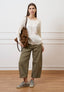 Blusa over in raso e jersey - AVORIO