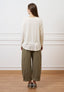 Blusa over in raso e jersey - AVORIO