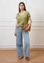 Blusa in raso a maniche corte - SALVIA