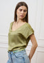 Blusa in raso a maniche corte - SALVIA