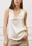 Blusa smanicata in raso di viscosa - AVORIO