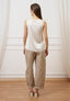 Blusa smanicata in raso di viscosa - AVORIO