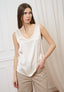 Blusa smanicata in raso di viscosa - AVORIO