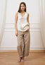 Blusa smanicata in raso di viscosa - AVORIO