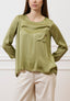 Blusa con taschino e arriccio retro - SALVIA