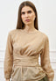 Blusa voile con fusciacca - BEIGE