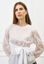 Blusa voile con fusciacca - BIANCO