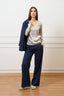 Blusa in raso con scollo a v - TORTORA