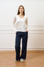 Blusa in raso con scollo a v - AVORIO
