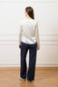 Blusa in raso con scollo a v - AVORIO
