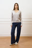 Blusa in raso con scollo a v - TORTORA