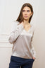 Blusa in raso con scollo a v - TORTORA