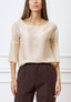 Blusa in mussola con maniche svasate - AVORIO