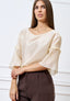 Blusa in mussola con maniche svasate - AVORIO