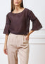 Blusa in mussola con maniche svasate - MARRONE