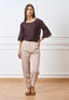 Blusa in mussola con maniche svasate - MARRONE