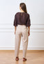 Blusa in mussola con maniche svasate - MARRONE