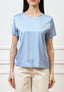 Blusa in raso di viscosa - CELESTE