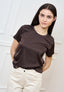 Blusa in raso di viscosa - MARRONE