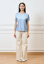 Blusa in raso di viscosa - CELESTE