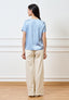 Blusa in raso di viscosa - CELESTE