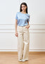 Blusa in raso di viscosa - CELESTE