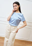 Blusa in raso di viscosa - CELESTE