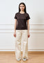 Blusa in raso di viscosa - MARRONE
