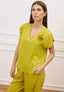 Blusa in viscosa con fiore - VERDE ACIDO