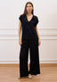 Blusa in viscosa con fiore - NERO
