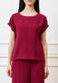 Blusa girocollo mezza manica - BORDEAUX