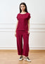Blusa girocollo mezza manica - BORDEAUX