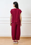Blusa girocollo mezza manica - BORDEAUX