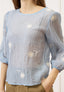 Blusa con fiori piccoli ricamati - CELESTE