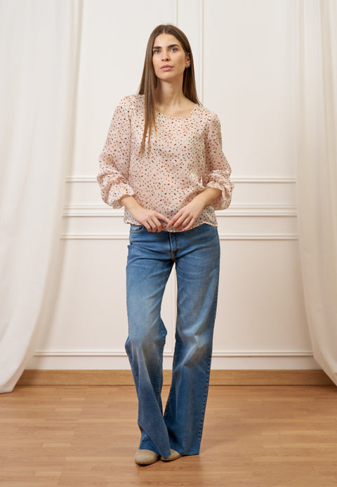 Blusa fantasia con polso volant