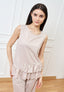 Blusa smanicata con volant sul fondo - BEIGE