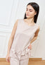 Blusa smanicata con volant sul fondo - BEIGE