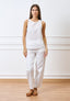 Blusa smanicata con scollo sul retro - BIANCO