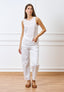 Blusa smanicata con scollo sul retro - BIANCO