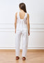 Blusa smanicata con scollo sul retro - BIANCO
