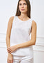 Blusa smanicata con scollo sul retro - BIANCO