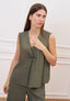 Blusa smanicata effetto stropicciato - MILITARE