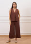 Blusa smanicata effetto stropicciato - NOCCIOLA