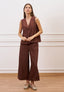 Blusa smanicata effetto stropicciato - NOCCIOLA