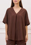Blusa ampia effetto stropicciato - NOCCIOLA