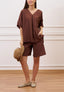 Blusa ampia effetto stropicciato - NOCCIOLA
